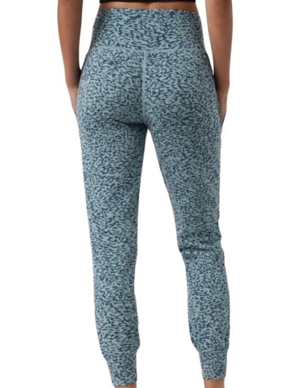Athleta Salutation Jogger Ocelot Print Size S Soft Teal Grey Yoga Pants Athletic - Picture 9 of 11